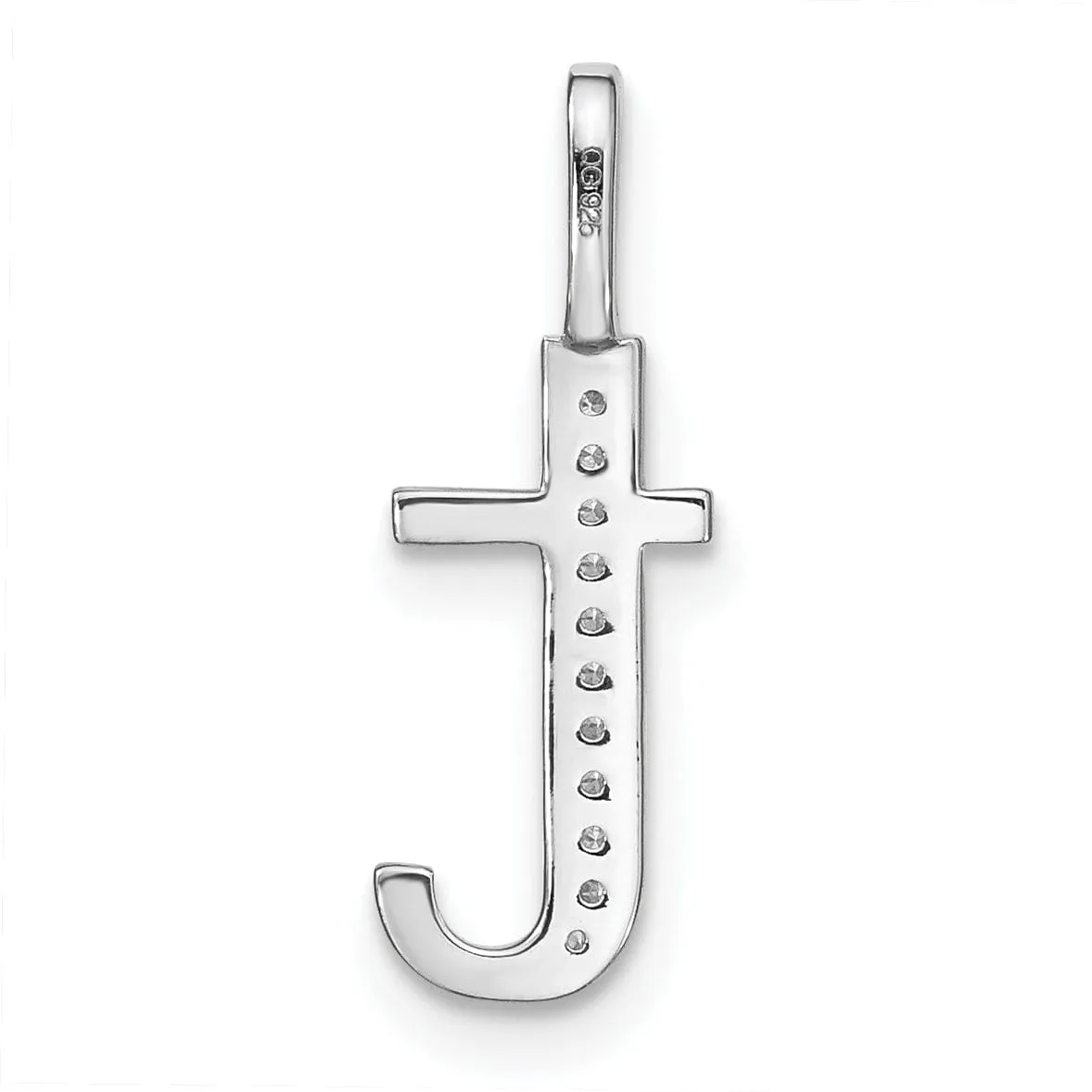 14K White Gold Diamond 0.038-CT Lower Case Style T Initial Charm Pendant