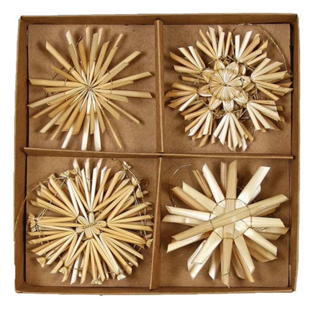 14pc Straw Ornaments Box