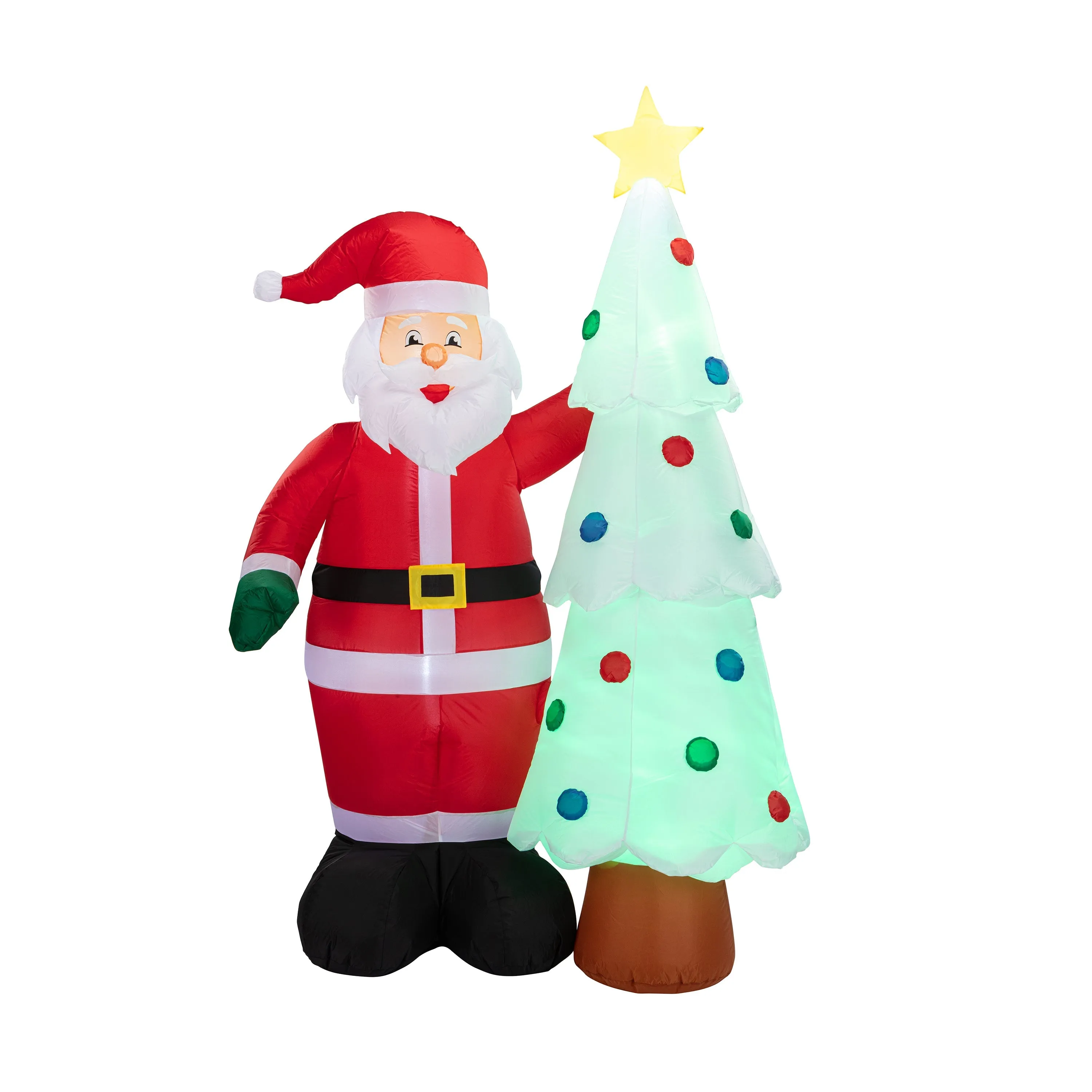 7 ft. Outdoor Lit Inflatable - Santa and Tree