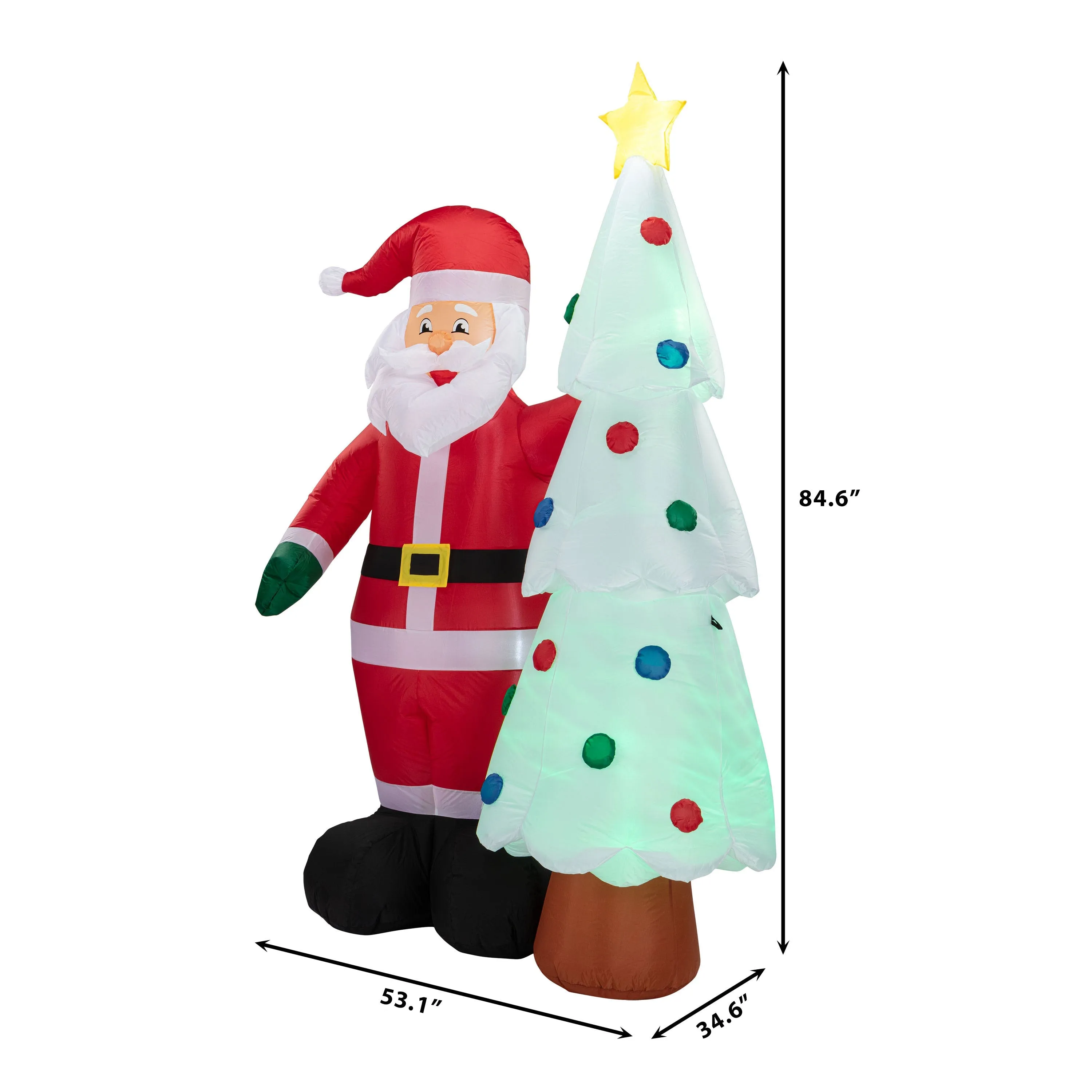 7 ft. Outdoor Lit Inflatable - Santa and Tree