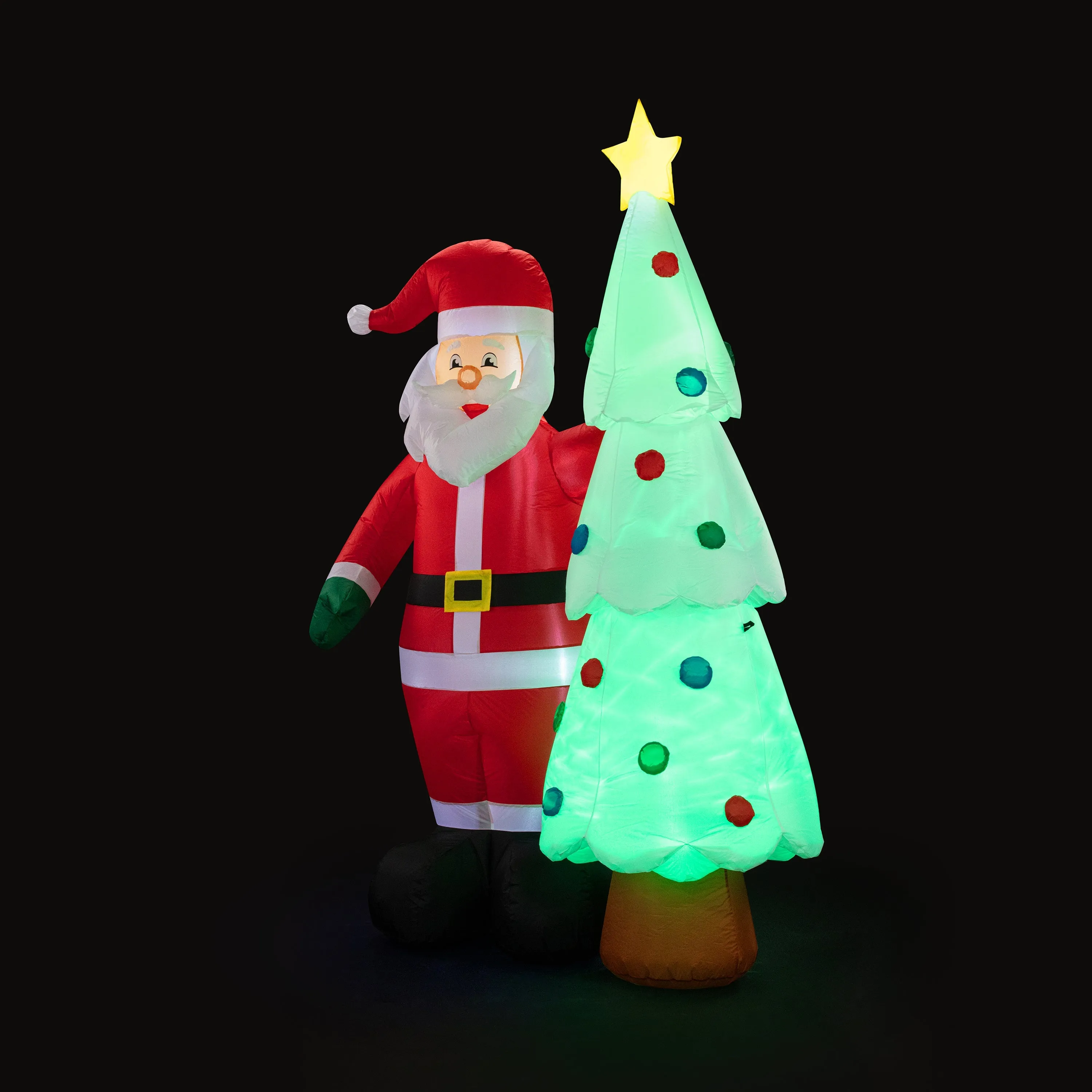 7 ft. Outdoor Lit Inflatable - Santa and Tree