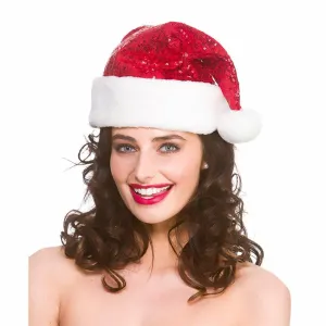 Adults Deluxe Sequin Santa Hat Christmas Party Fancy Dress