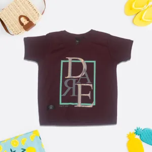 Alphabets Printed Maroon T-Shirt for Kids