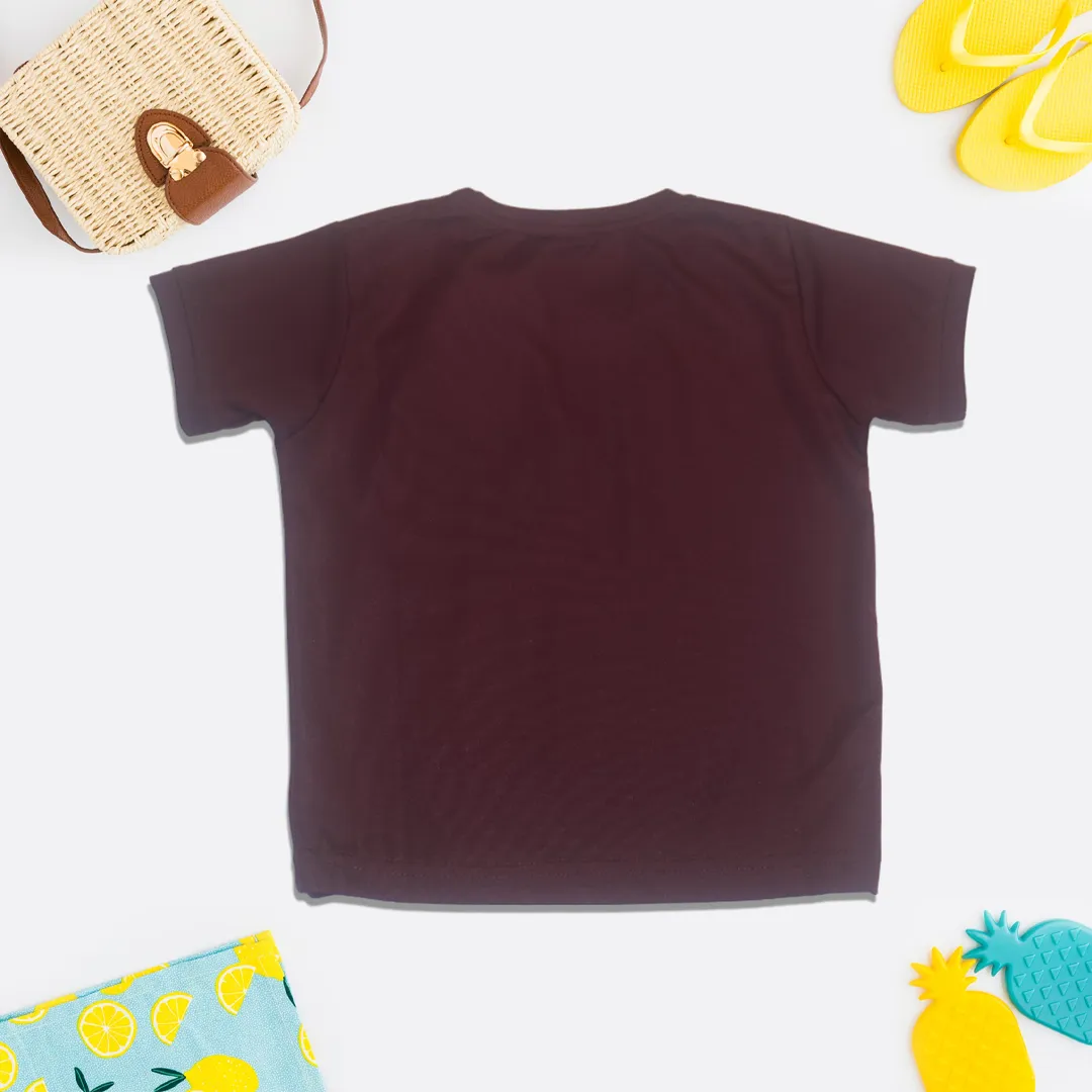 Alphabets Printed Maroon T-Shirt for Kids