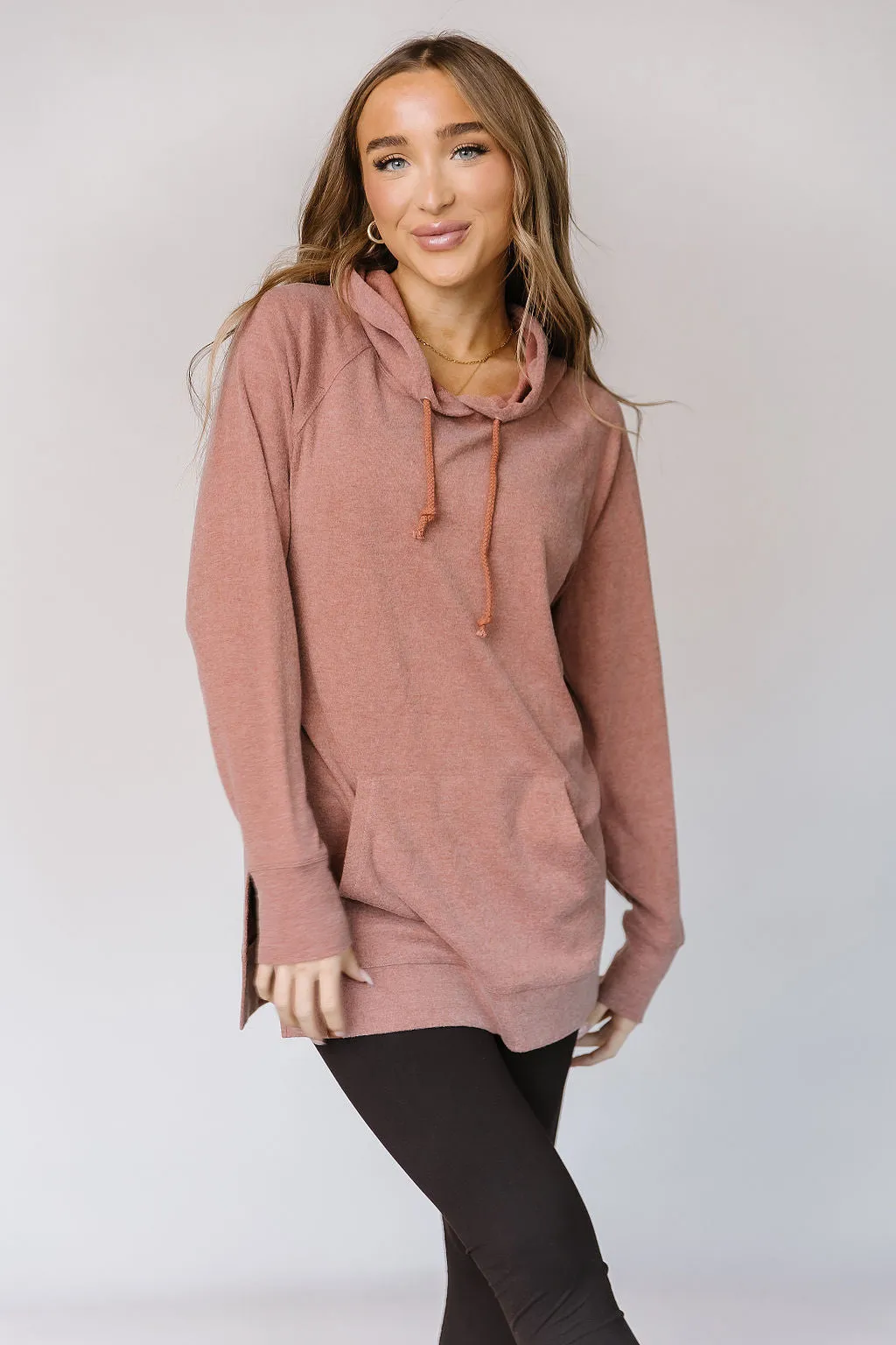 Ampersand Avenue Side Slit Hoodie in Sienna