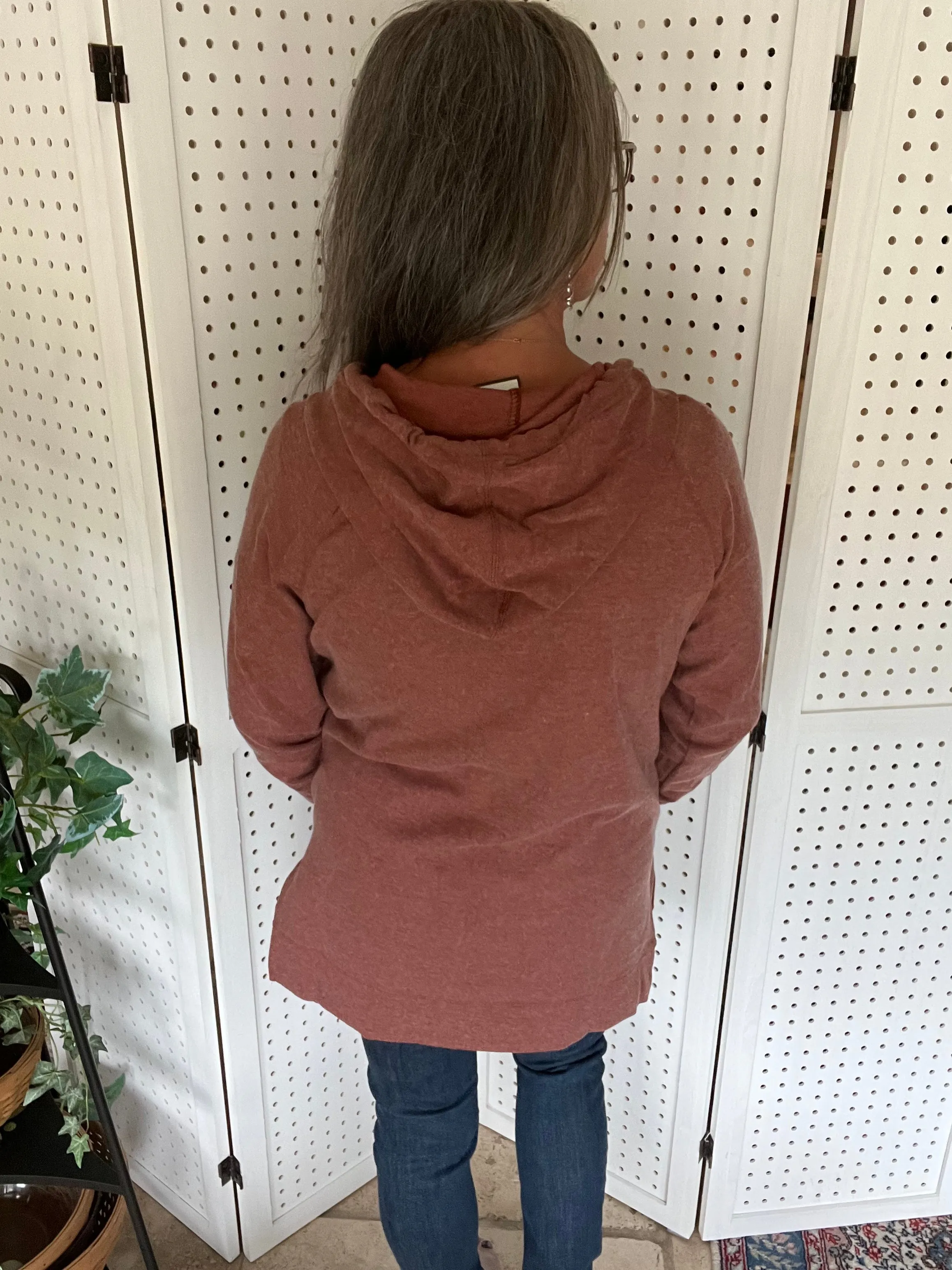 Ampersand Avenue Side Slit Hoodie in Sienna