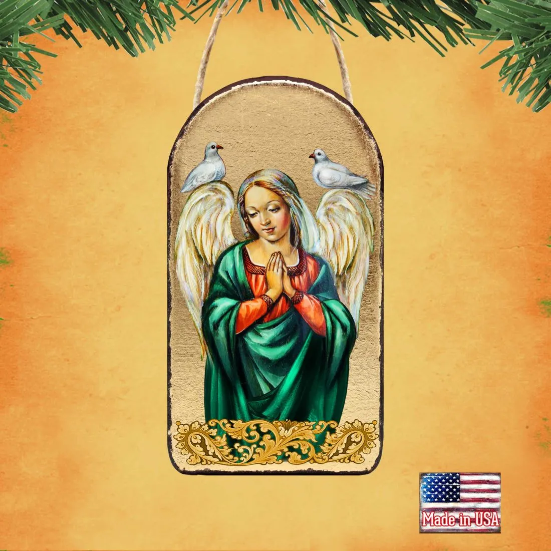 Angel with Dove Religious Christian Sacred Icon Ornament - Inspirational Icon Décor - 87026