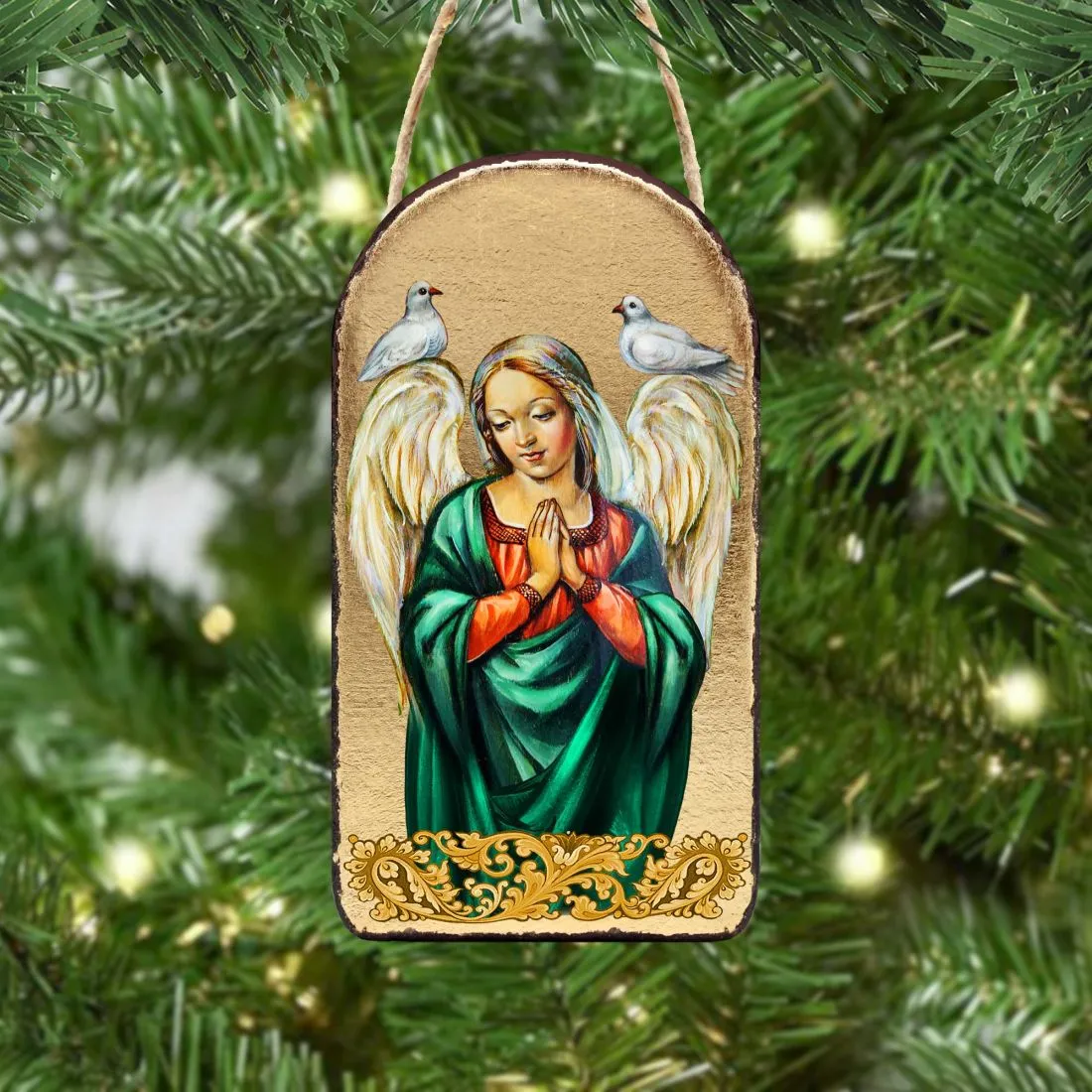 Angel with Dove Religious Christian Sacred Icon Ornament - Inspirational Icon Décor - 87026