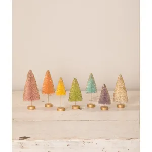 Bethany Lowe Designs <br> Pastel Rainbow Forest of Trees <br> Set of 7