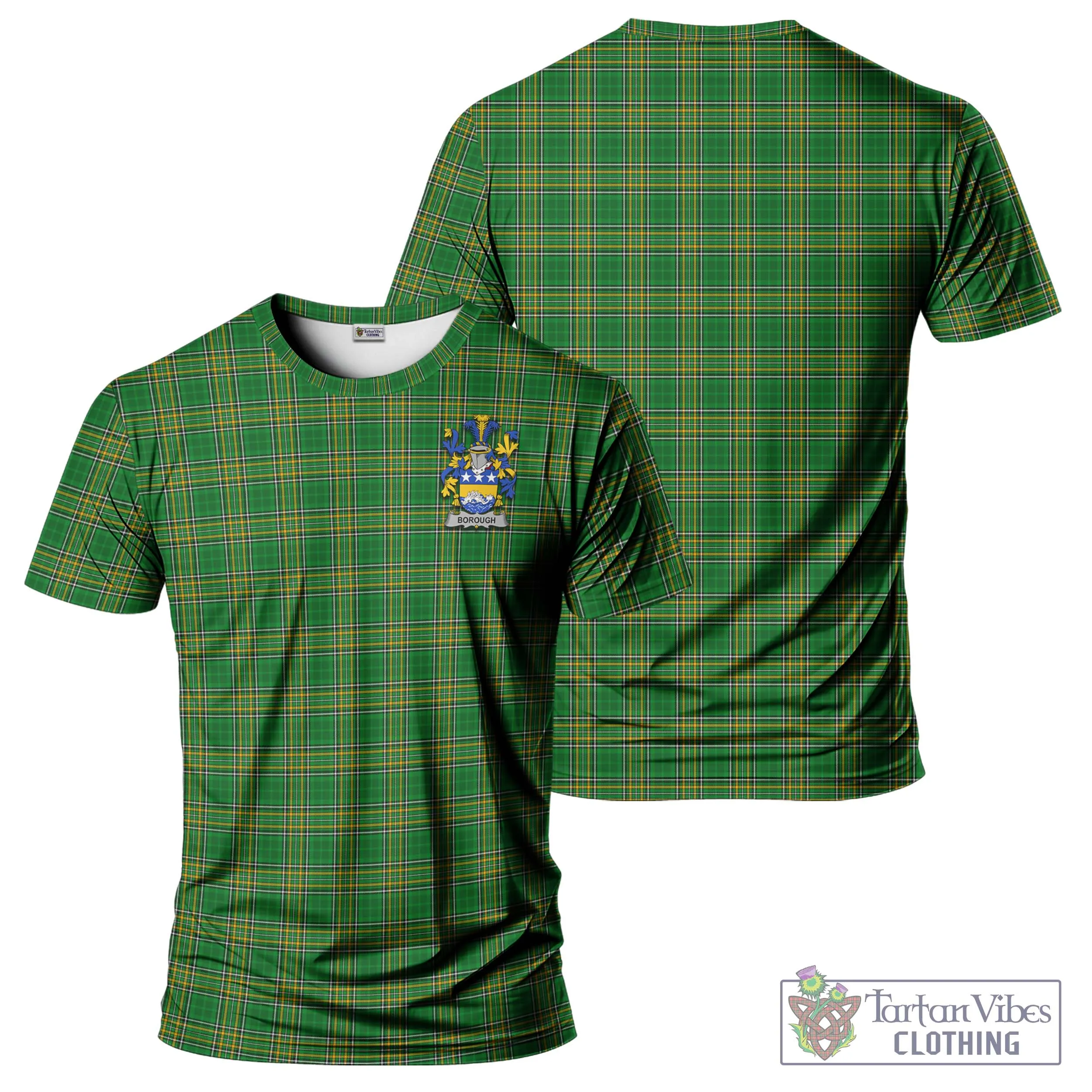 Borough Irish Clan Tartan T-Shirt with Family Seal