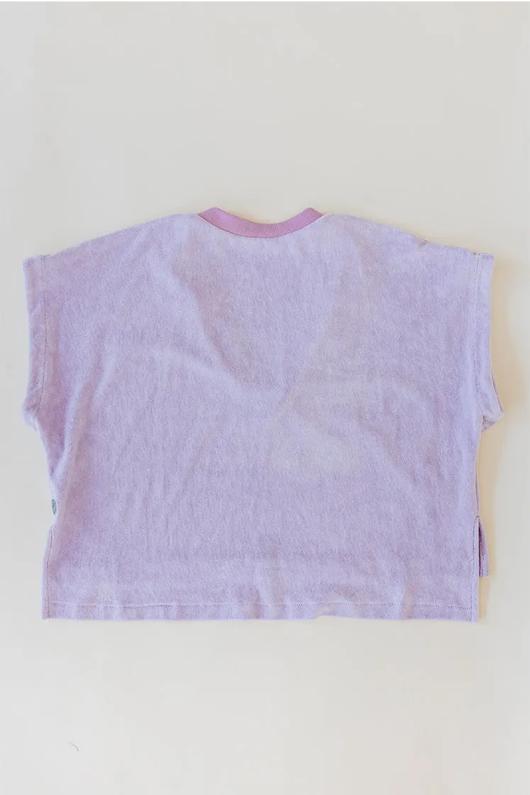 Boxy V-Neck Tee - Lavender Terrycloth