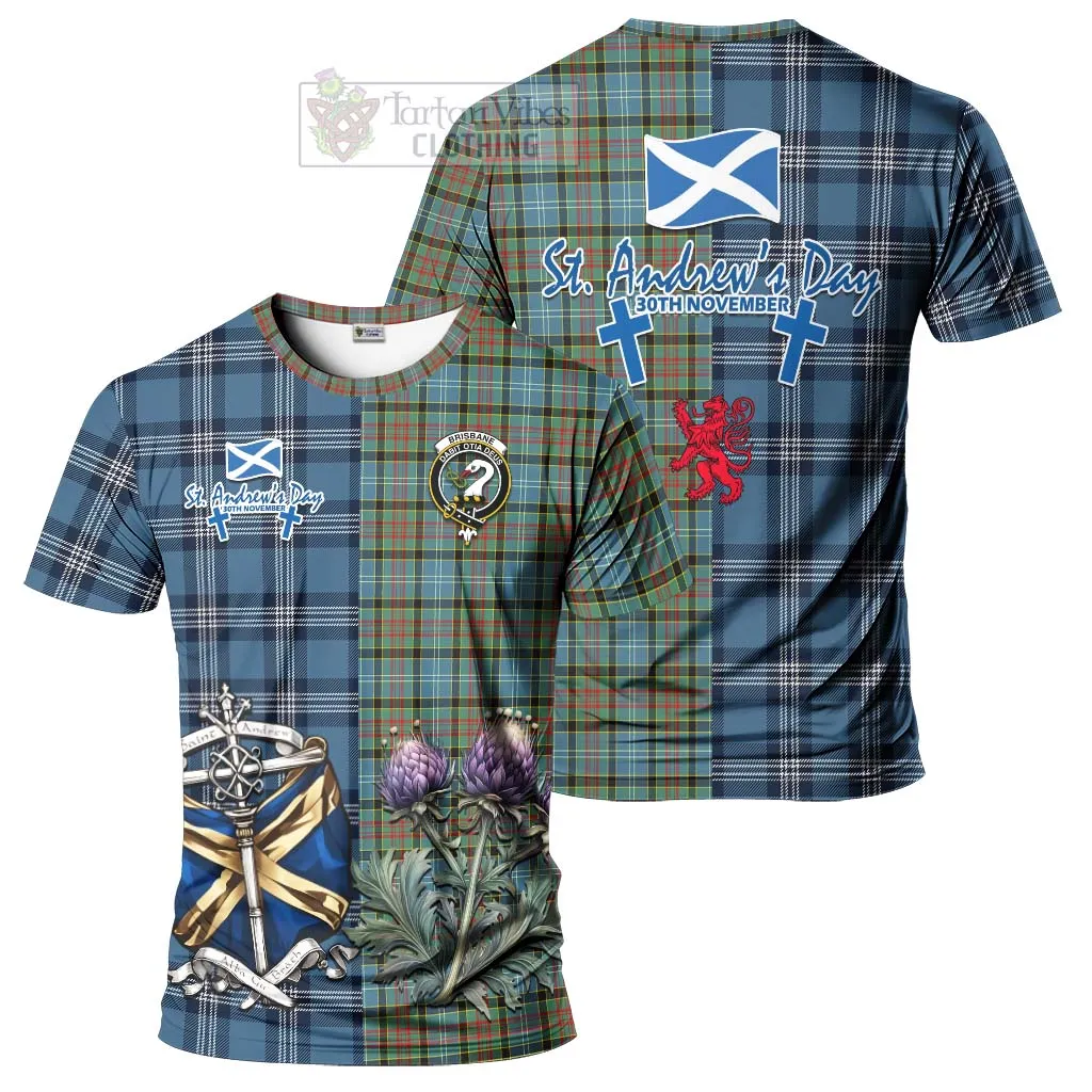 Brisbane Tartan T-Shirt Happy St. Andrew's Day Half Tartan Style