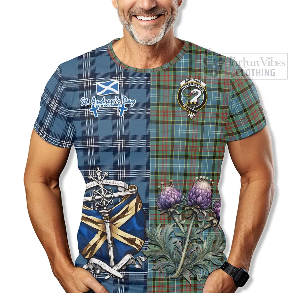 Brisbane Tartan T-Shirt Happy St. Andrew's Day Half Tartan Style