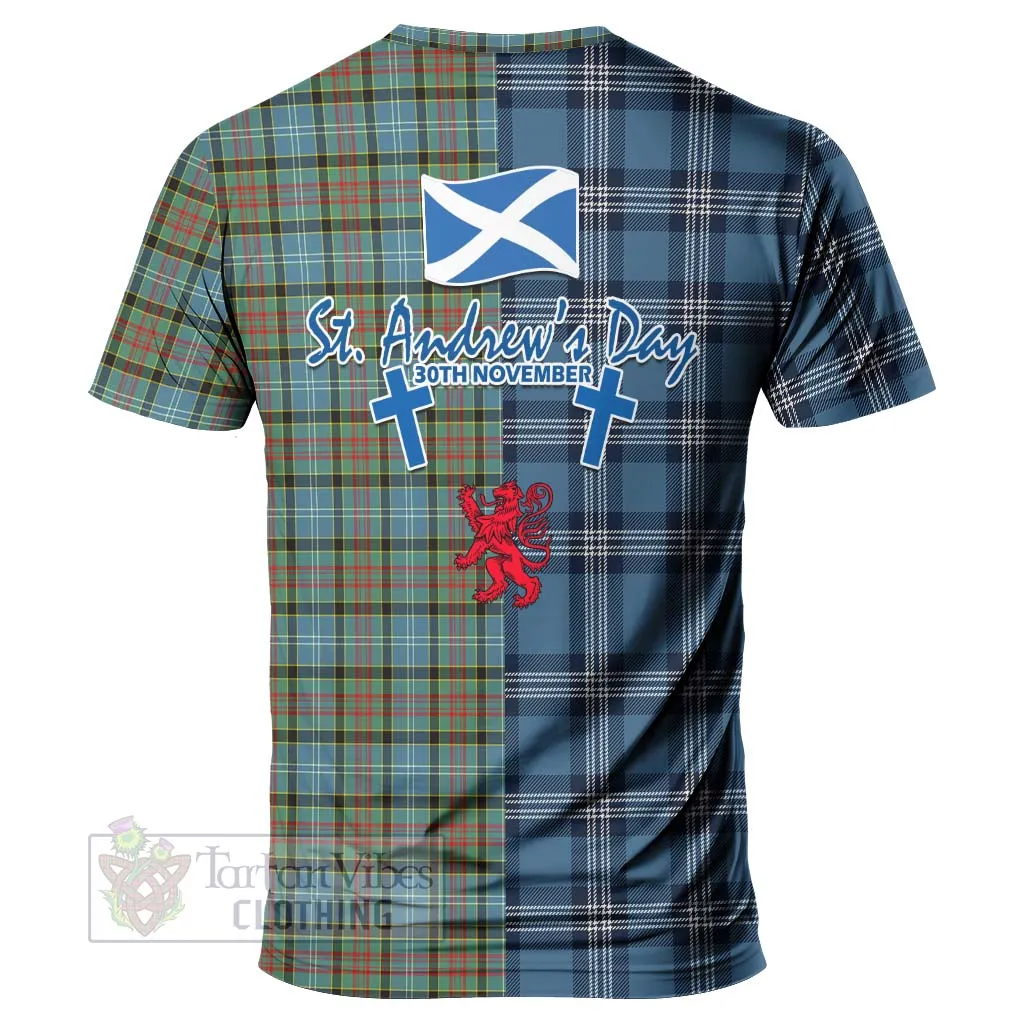 Brisbane Tartan T-Shirt Happy St. Andrew's Day Half Tartan Style