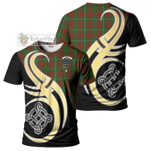 Bruce Hunting Tartan T-Shirt with Family Crest and Celtic Symbol Style