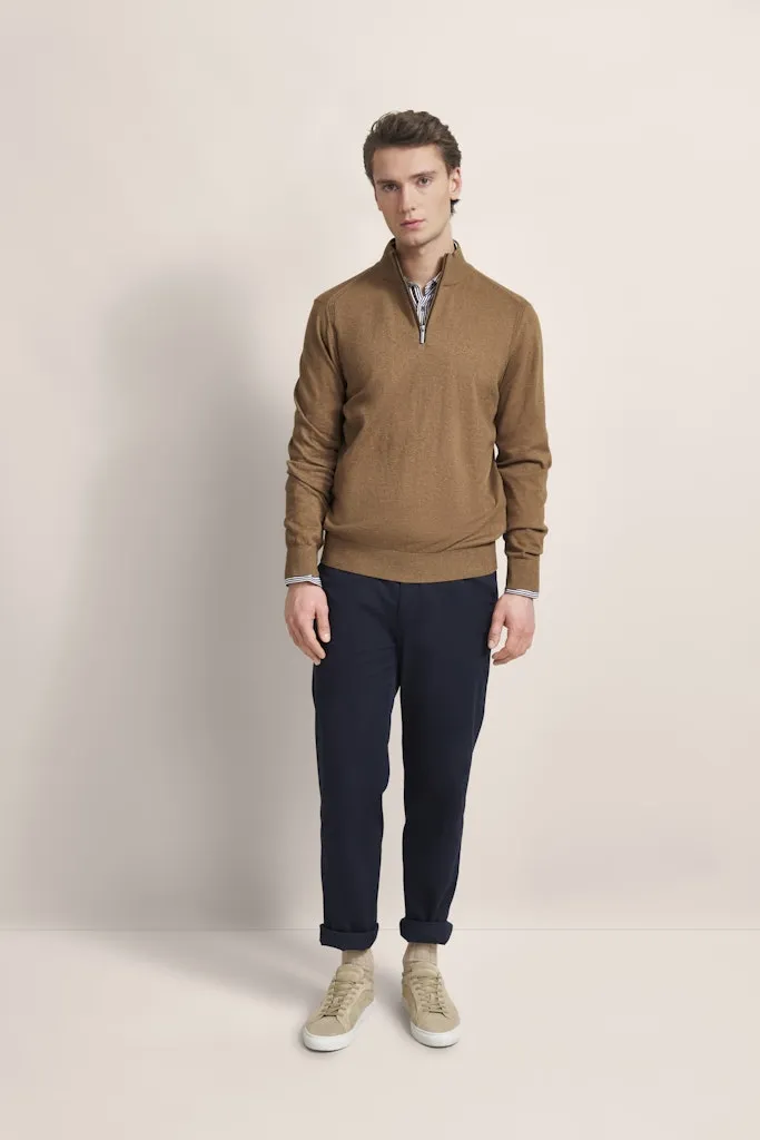 Bugatti - Cotton Cashmere Half Zip, Beige