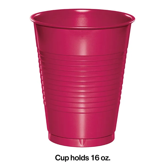 Bulk Hot Magenta 16 oz Plastic Cups (240 per Case)