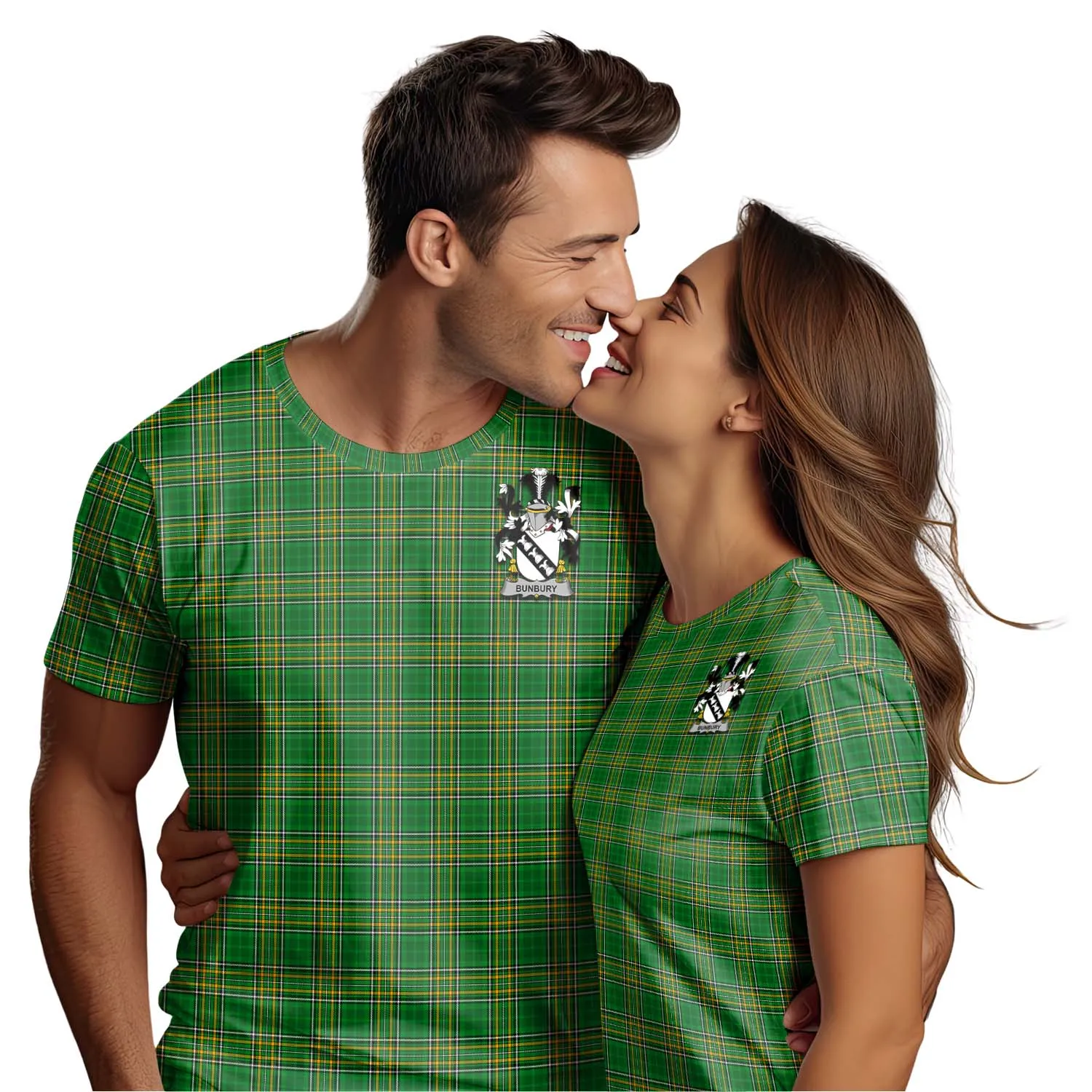 Bunbury Irish Clan Tartan T-Shirt with Family Seal