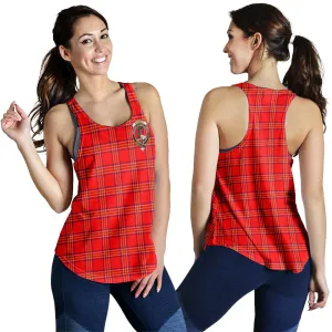 Burnett Modern Tartan Women Racerback Tanks with Family Crest