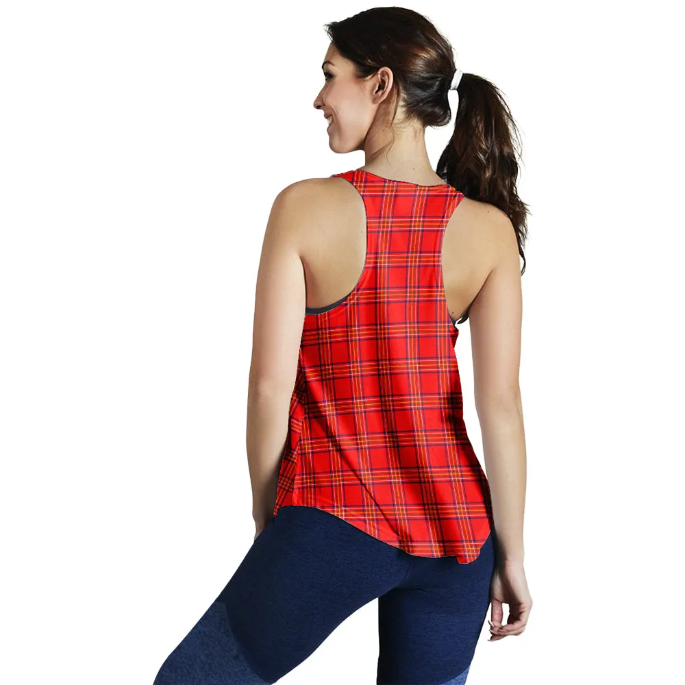 Burnett Modern Tartan Women Racerback Tanks with Family Crest