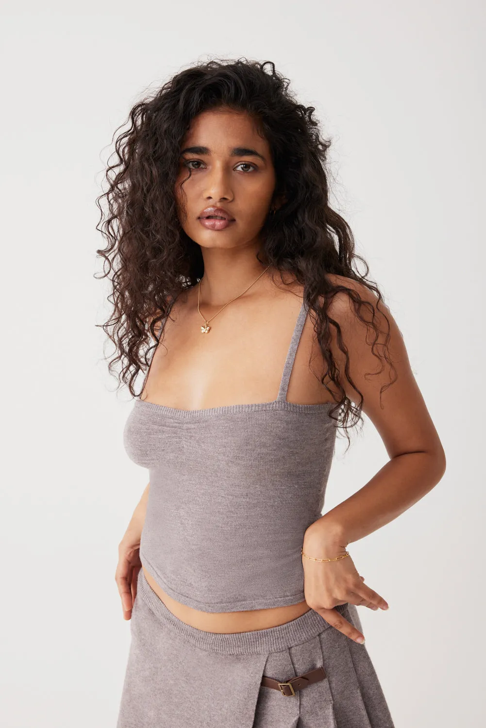 Carmen Lightweight Knit Tank - Dark Pearl