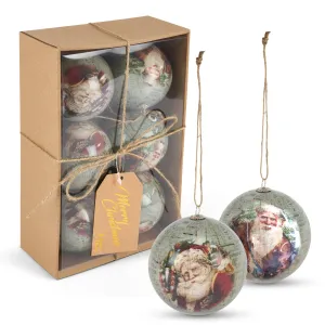 Christmas Baubles Antique Santa Set of 6