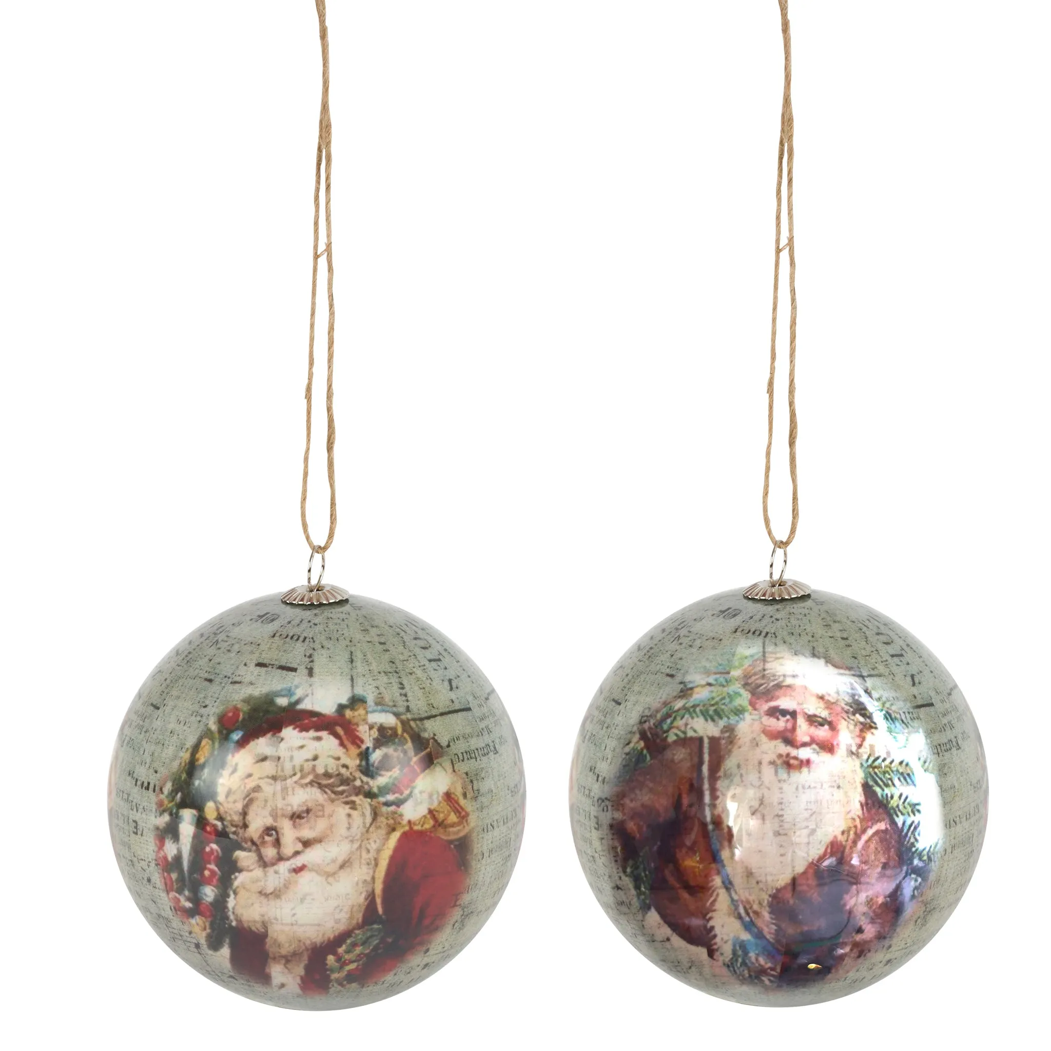 Christmas Baubles Antique Santa Set of 6