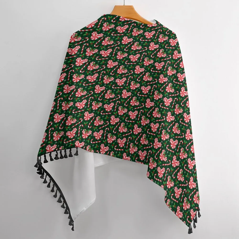 Christmas Peppermint Tassel Cape