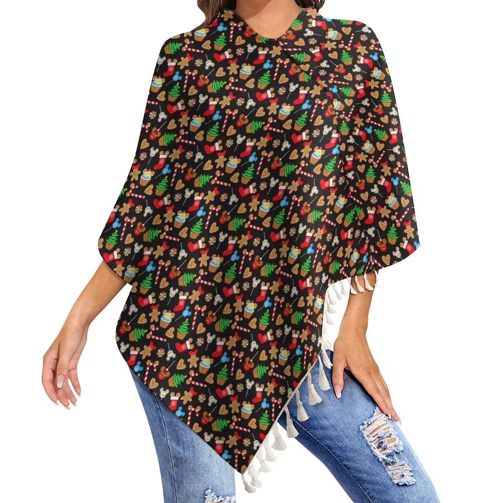 Christmas Snacks Tassel Cape