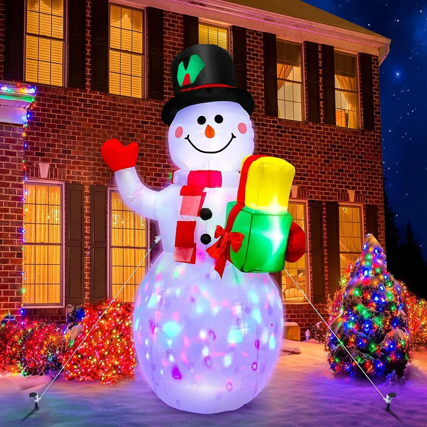 classic 5FT Inflatable Snowman Decoration with Rotating LED Lights - for Outdoor and Indoor Holiday Decorations, Christmas Parties and Lawn Decor 5FT Inflatable Snowman