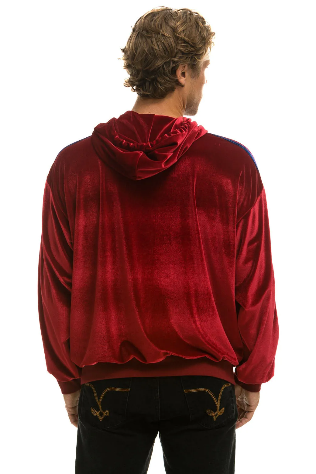 CLASSIC VELVET RELAXED PULLOVER HOODIE - RED