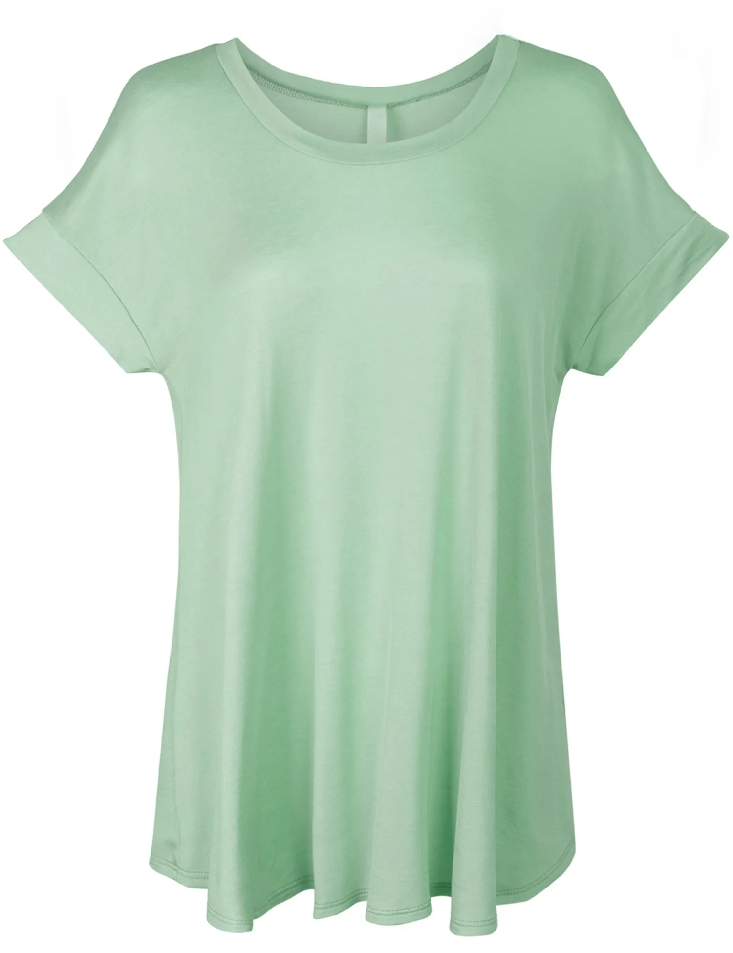 [Clearance] KOGMO Womens Boat Neck Short Sleeve Flowy Top T-shirts