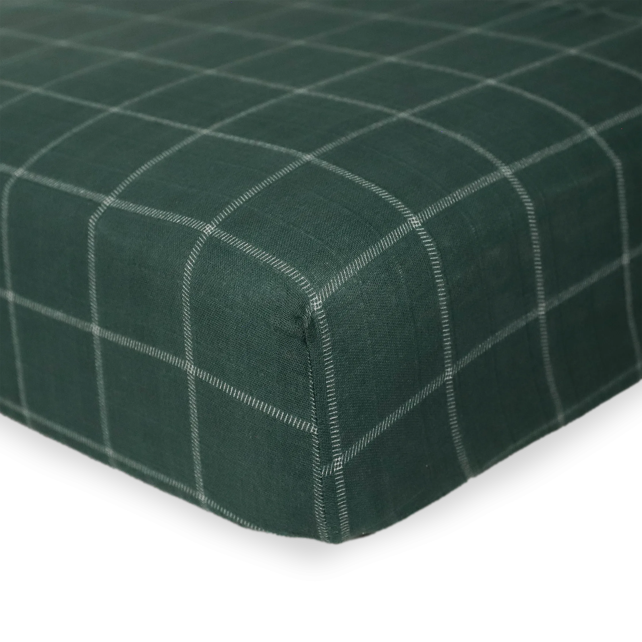 Cotton Muslin Crib Sheet - Evergreen Plaid