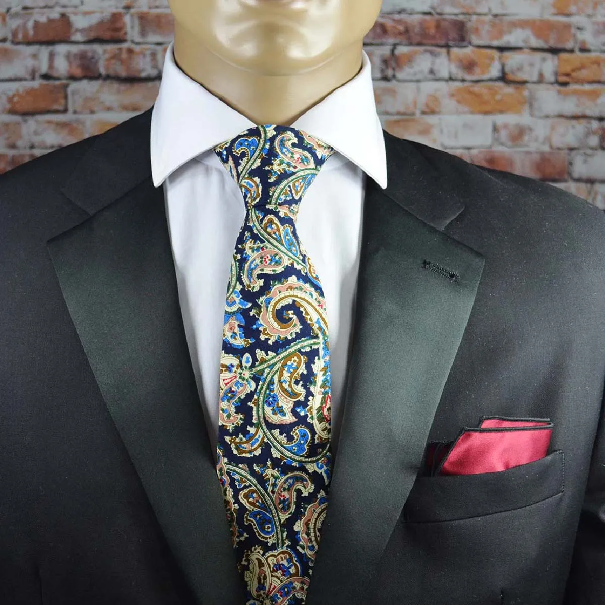 Cream and Blue Paisley Cotton Men's Tie by TiePassion