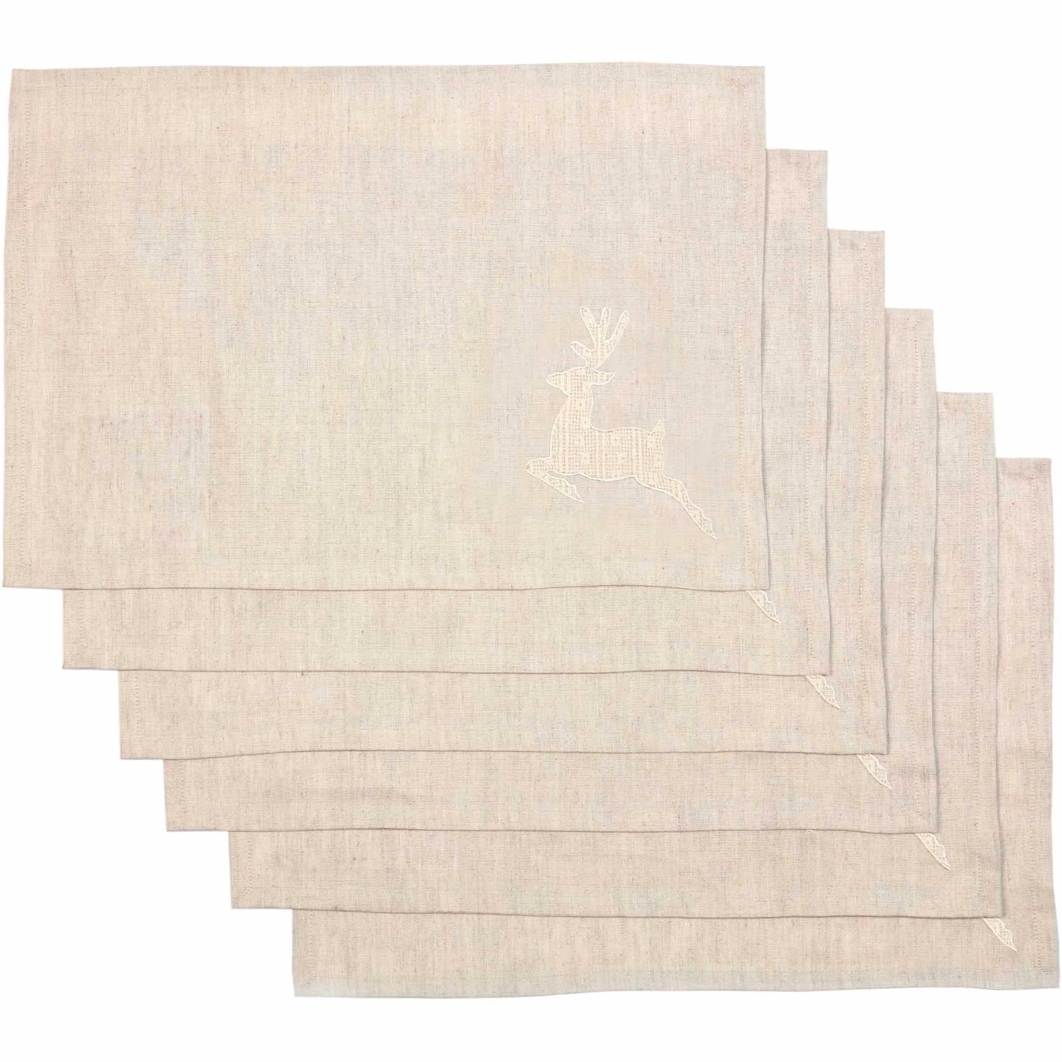 Creme Lace Deer Placemat Set of 6 12x18