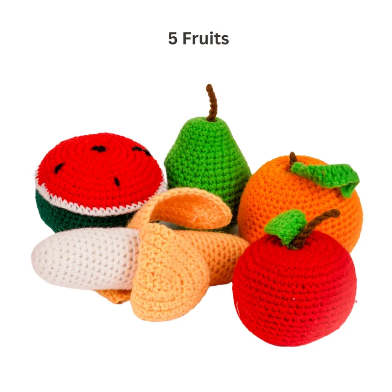 Crochet Fruits & Vegetable Toys | Play Food for Kids (10 Pcs)