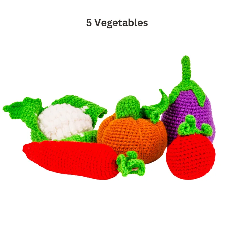 Crochet Fruits & Vegetable Toys | Play Food for Kids (10 Pcs)