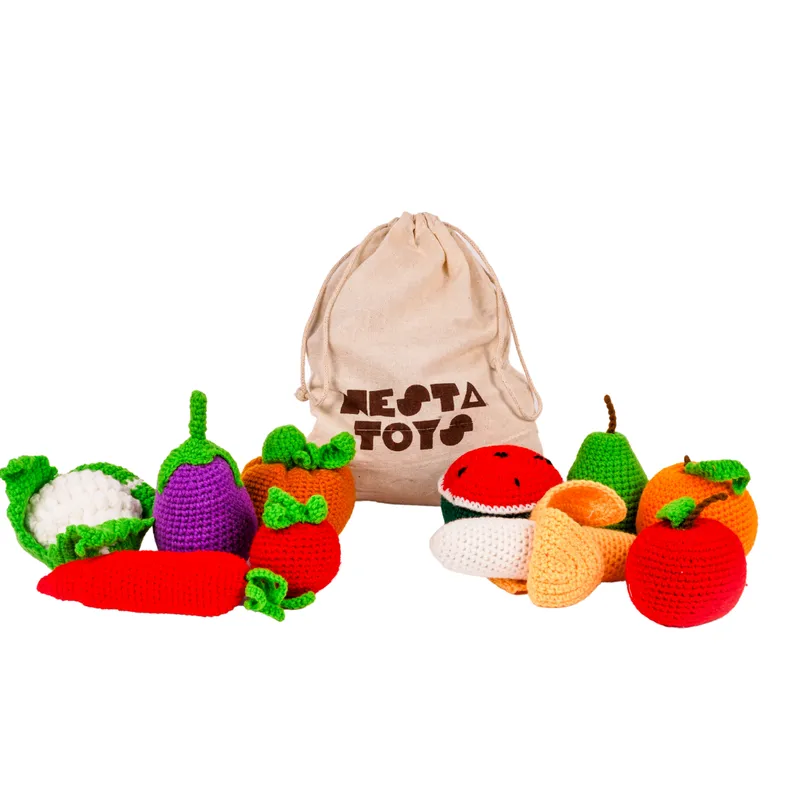 Crochet Fruits & Vegetable Toys | Play Food for Kids (10 Pcs)