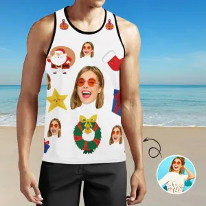 Custom Face Christmas Men's All Over Print Tank Top