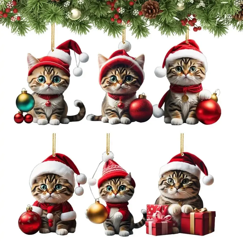 Cute Cat Christmas Tree Pendants