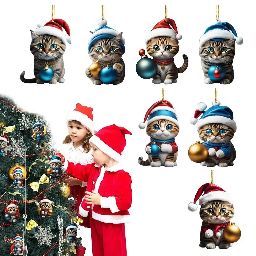 Cute Cat Christmas Tree Pendants