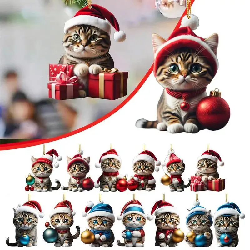 Cute Cat Christmas Tree Pendants