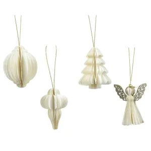 Decoris 6cm White Hanging Paper Decoration (Choice of 4)