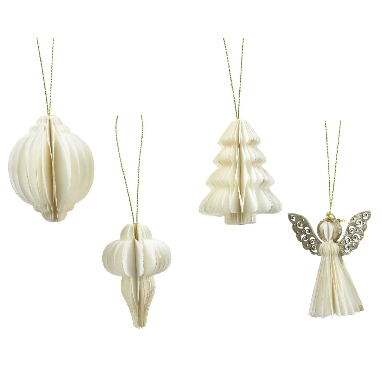 Decoris 6cm White Hanging Paper Decoration (Choice of 4)