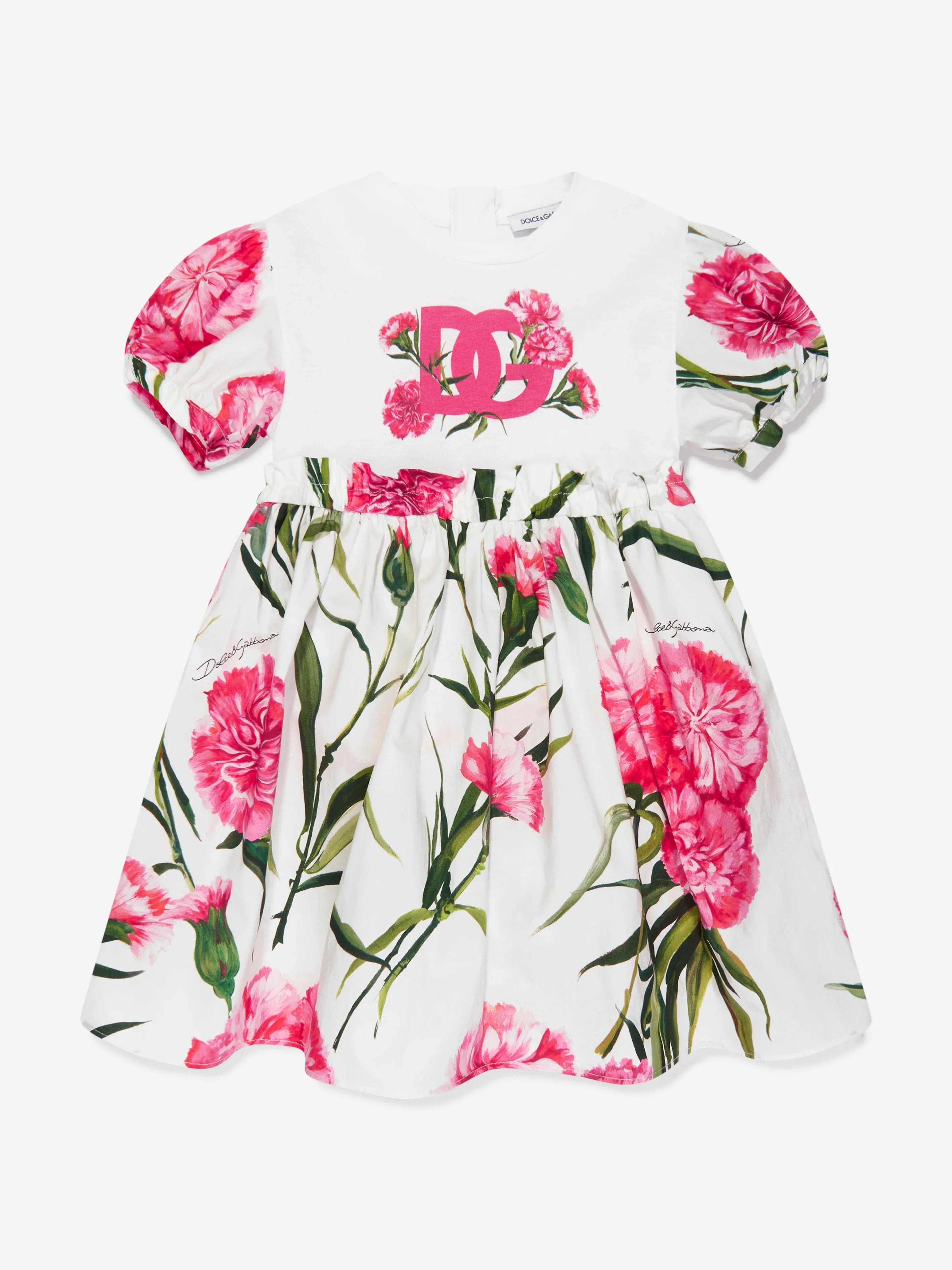 Dolce & Gabbana Baby Girls Carnation Dress With Knickers in White