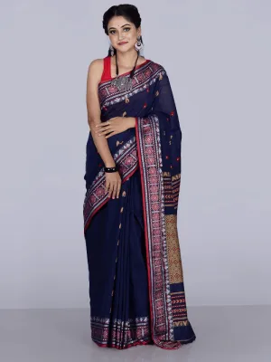 Elegant Blue Par Anchal Buti Handloom Saree