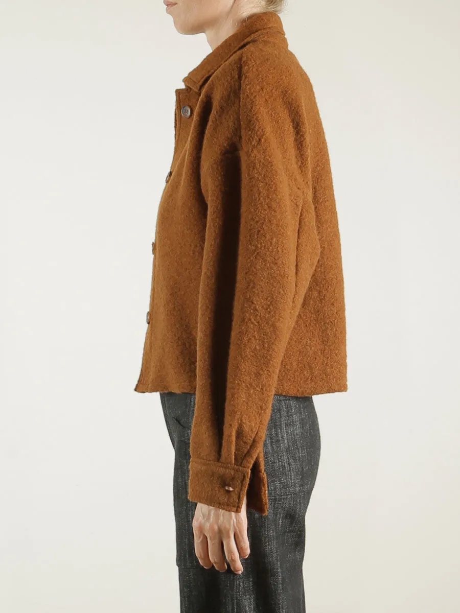 Esme Crop Shirt Jacket in Italian Wool - Chestnut