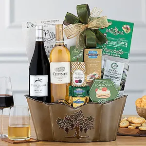 Festive Duet: Red & White Wine Gift Basket