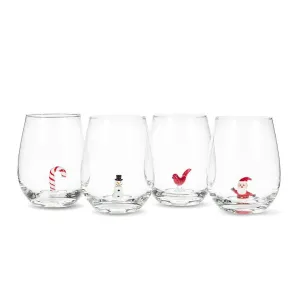 Festive Stemless Wine Glasses