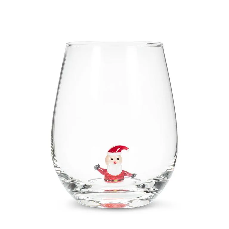 Festive Stemless Wine Glasses